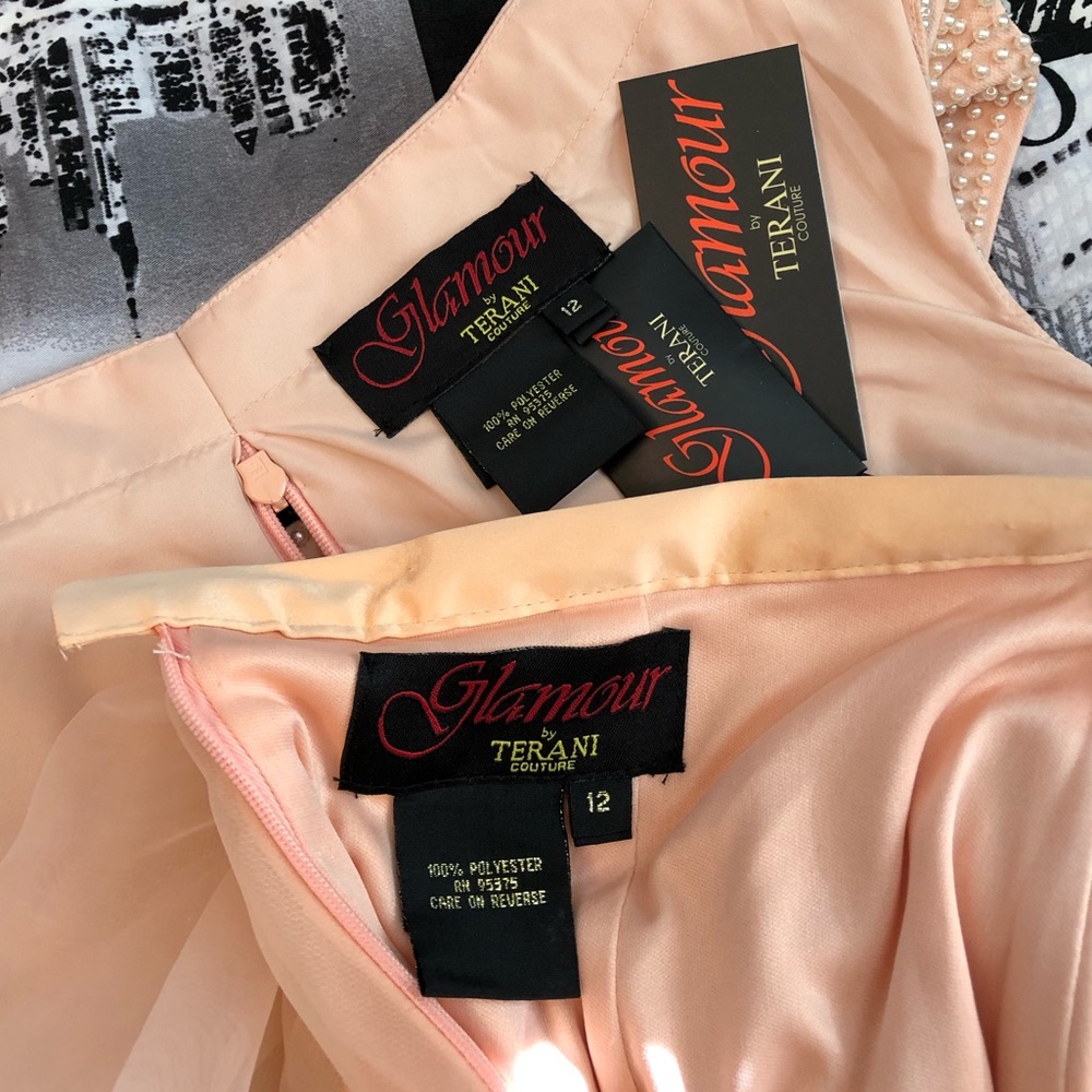 NEW TERANI COUTURE SZ 12 TWO PIECE PEACH PEARL FORMAL BALL GOWN - Picture 8 of 8